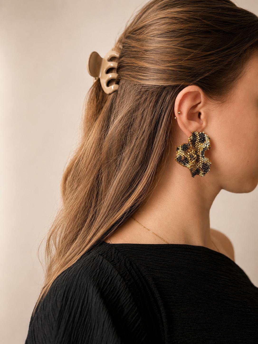 Leopar Parıltılı Küpe