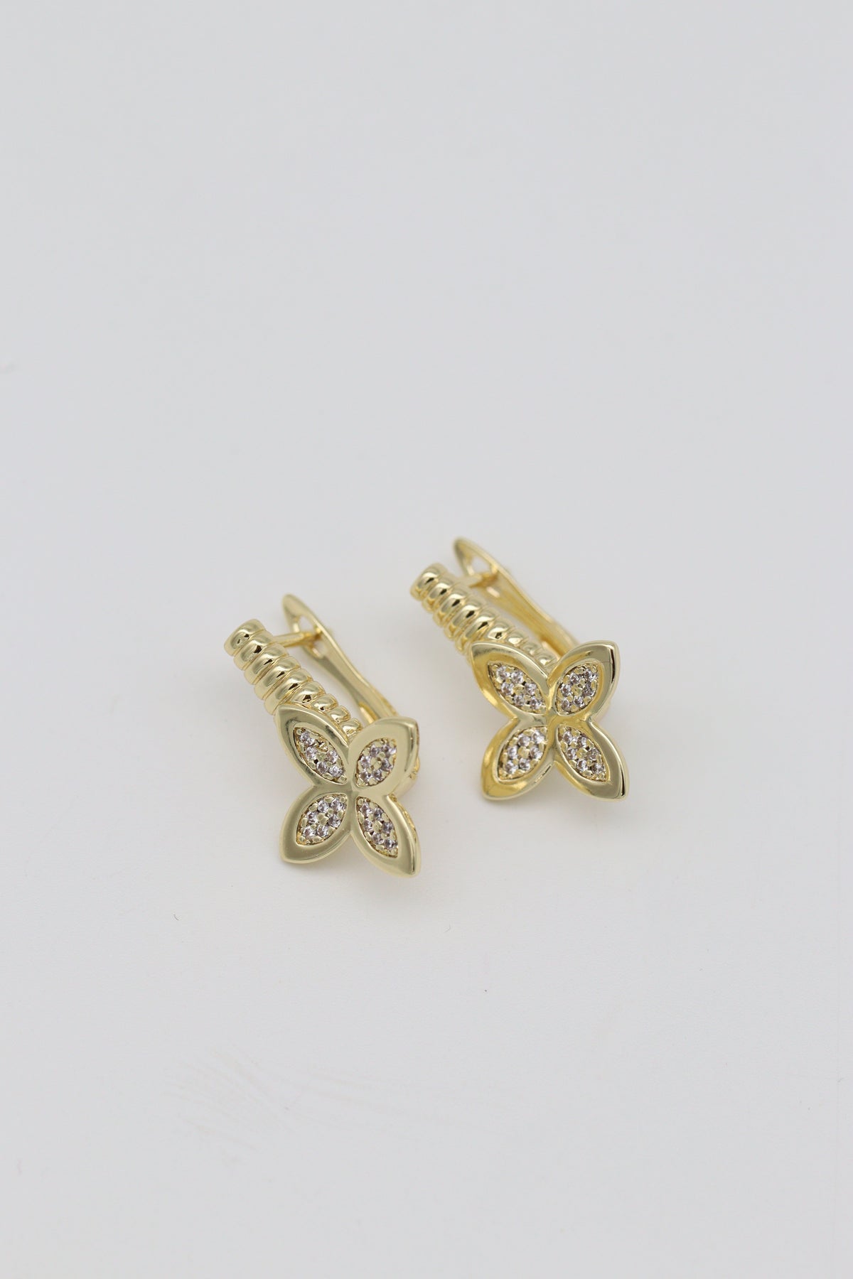 Riva Zirkon Taşlı Kadın Altın Gold Küpe 22mm