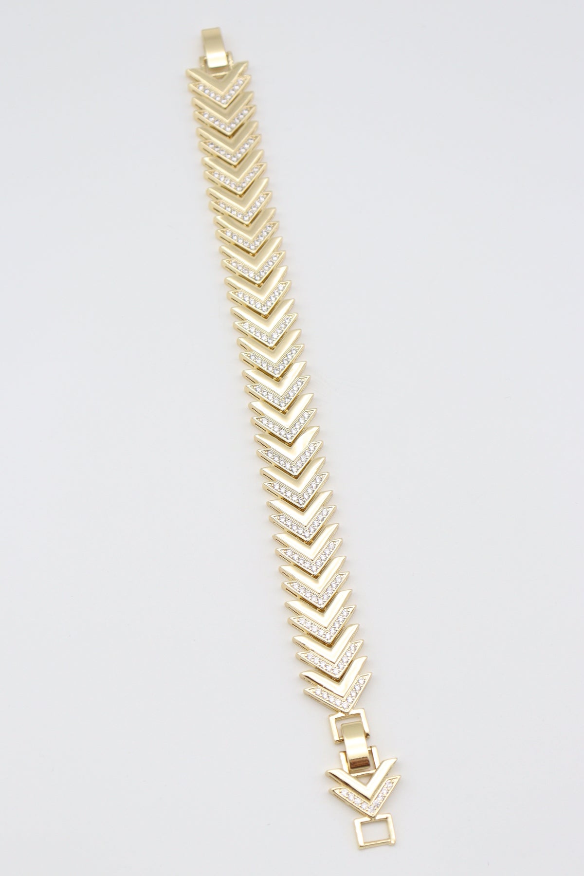 Roselle Kadın Zirkon Taşlı  Gold Renk Zincir Detaylı Bileklik (17+3cm)