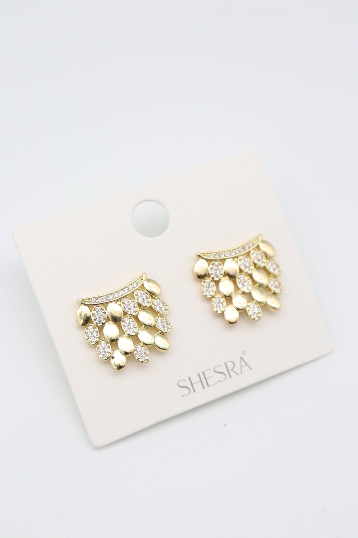 Zena Gold  Zirkon Taşlı Kadın Altın Gold Çelik Küpe 18mm